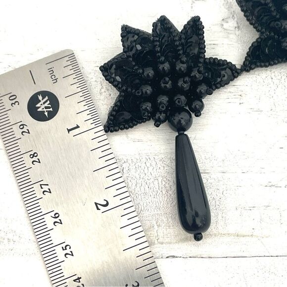 Black beaded statement earrings - Picture 3 of 11